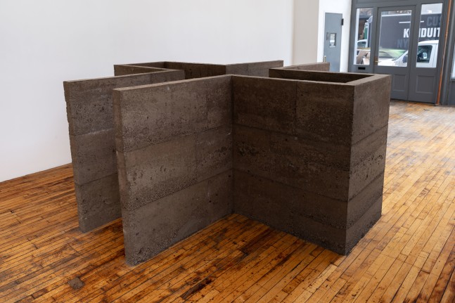 Meg Webster, Long Gates, 1984/2022, rammed earth