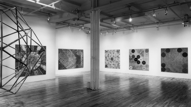 Installation view, Alan Shields, Paula Cooper Gallery, 155 Wooster Street, New York, January 9 - February 1, 1986. © 2025 Alan Shields / Artists Rights Society (ARS), New York. Courtesy Paula Cooper Gallery, New York. Photo: Geoffrey Clements