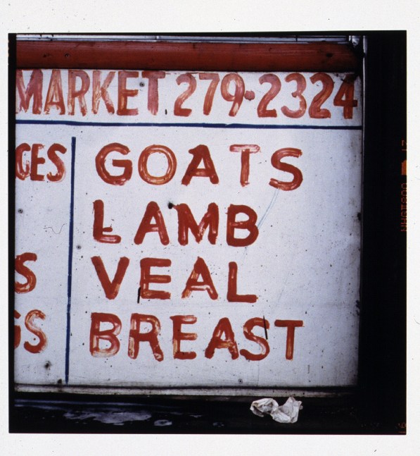 Zoe Leonard "Goats, Lamb, Veal, Breast" 1999/2000 Dye transfer print 20 x 16"