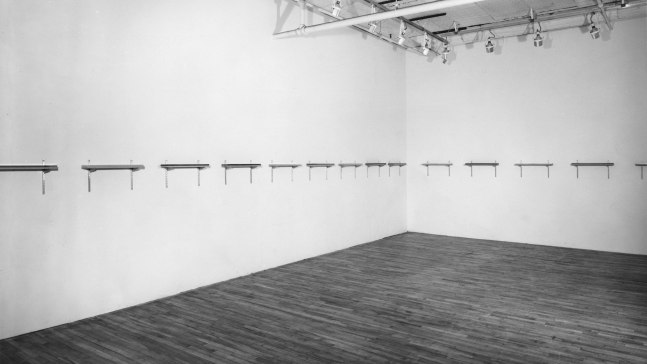 Installation view, Joel Shapiro, Paula Cooper Gallery, 96-100 Prince Street, New York, Mar. 8th - Apr. 1st 1970. © 2025 Joel Shapiro / Artists Rights Society (ARS), New York. Courtesy Paula Cooper Gallery, New York. Photo: Geoffrey Clements.