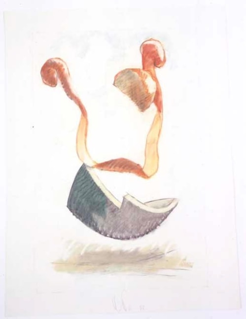 Claes Oldenburg & Coosje Van Bruggen "Study for Poster of Dropped Bowl, with Scattered Slices and Peels" 1988 Charcoal and pastel 40 x 30 in.