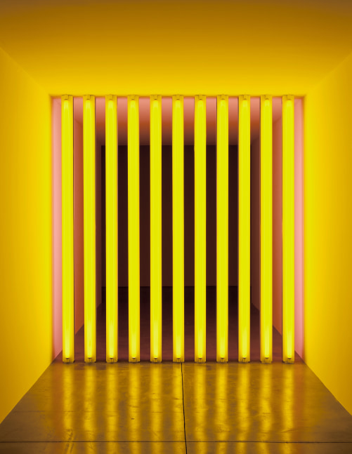 Dan Flavin untitled (to Barry, Mike, Chuck and Leonard), 1972-1975 yellow and pink fluorescent light 8 feet high x 8 feet wide (243.8 x 243.8 cm) Edition 1 of 3, 1 fabricated in artist's lifetime