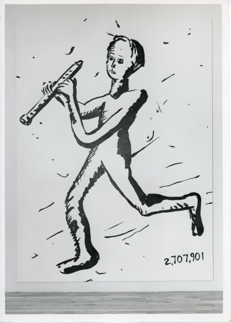 Jonathan Borofsky &quot;Boy With Flute&quot; 1981 Acrylic on canvas 11' 6&quot; x 8'4 3/4&quot;