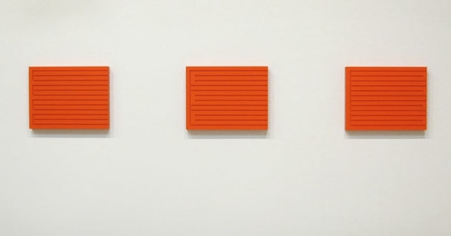 Donald Judd &quot;Wood Block (15R)&quot; 1989 Cadmium red light, Artist Alkyd on clear sugar pine 16 x 20 3/4 x 2 in.