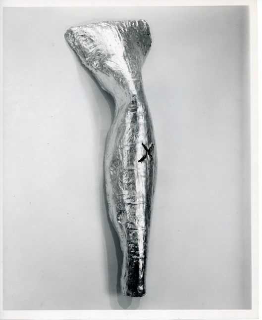 Lynda Benglis &quot;Anchor&quot; 1978 Chicken wire, cotton, plaster, gesso, gold leaf, oil 59&quot; x 19&quot; x 9&quot;