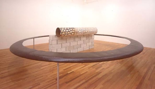 Robert Grosvenor "Untitled" 1991-92 Fiberglass, cement blocks, sheet metal, paint and plastic 51" high x 18' wide x 18' long