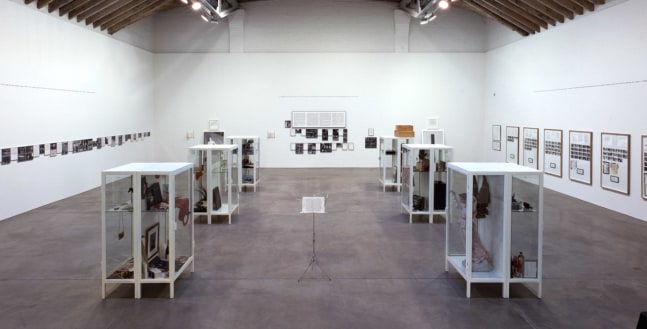 Installation view, Double Game, Paula Cooper Gallery, 534 W 21st Street, New York. February 24 - March 24, 2001. © 2025 Sophie Calle / Artists Rights Society (ARS), New York / ADAGP, Paris. Courtesy of Sophie Calle and Paula Cooper Gallery, New York. Photo: Tom Powel.