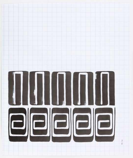 Tauba Auerbach Ligature Drawing, 27 August 2020, 2020 ink on paper with date stamp 32 1/2 x 27 in. (82.6 x 68.6 cm)