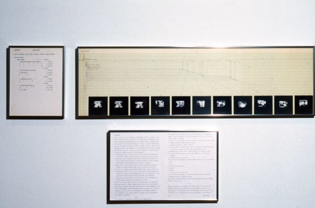 Adrien Piper "Hypothesis Situation #7" 1968-69 Black and white photographs and ink on paper, photocopy, and typewriter ink on paper 1: 10 7/8" x 37 3/8" 2: 11" x 17" overall 3: 11" x 8 1/2"