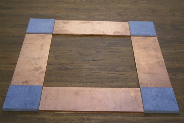 Carl Andre &quot;Copper Blue Cell&quot; 1990 Copper and limestone overall: 7/8 x 39 1/2 x 39 1/2 in.