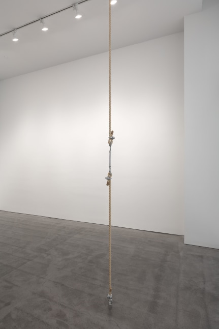 Bill Bollinger Rope Piece, 1968 two hemp ropes, two ring bolts, four iron clamps, one screw hook dimensions variable