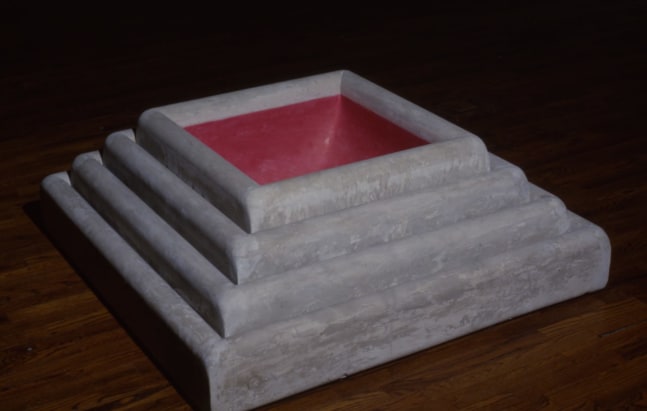 Jackie Winsor &quot;Pink Piece&quot; 1988 Pigment and concrete 46&quot; x 46&quot; x 17&quot;