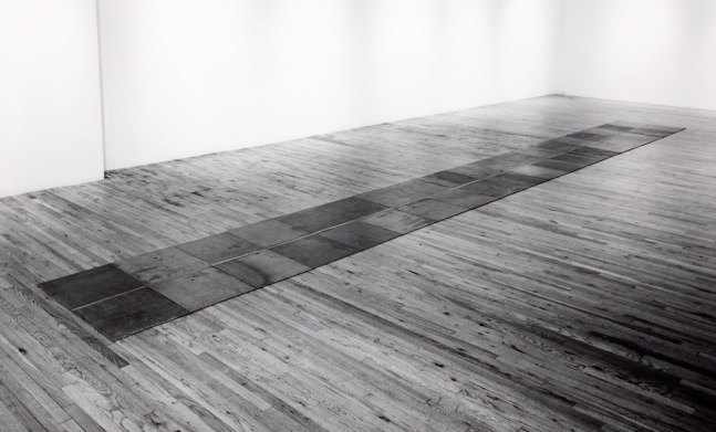 Carl Andre &quot;Slit&quot; 1981 38 units of steel, 19 units of copper 1/4&quot; x 40 1/2&quot; x 31/2&quot;