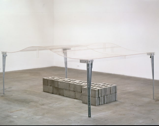 Robert Grosvenor &quot;Untitled&quot; 1989-90 Concrete blocks, plexiglass and painted steel 60&quot; x 144&quot; x 96&quot;