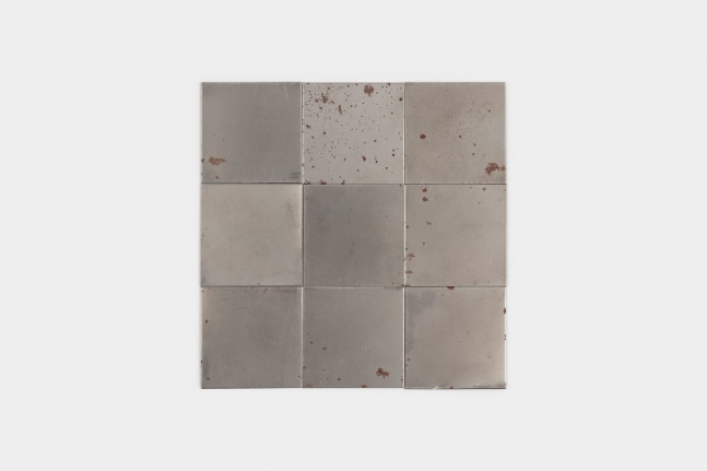 Carl Andre 3 Fe Squared, 2000 steel (9 unit square) each: 1/32 x 2 x 2 in. (.1 x 5.1 x 5.1 cm) overall: 1/32 x 6 x 6 in. (.1 x 15.2 x 15.2 cm)