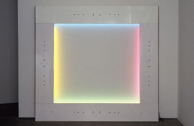 Dan Walsh "Gray Light" 2002 Fluorescent light fictures, pegboard 72 x 72 in.