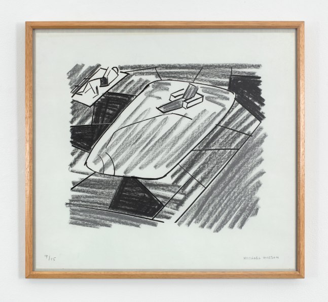 Michael Hurson Palm Springs Print, 1972 silkscreen over gray hand-colored pastel 21 x 35 inches (53.3 x 88.9 cm)