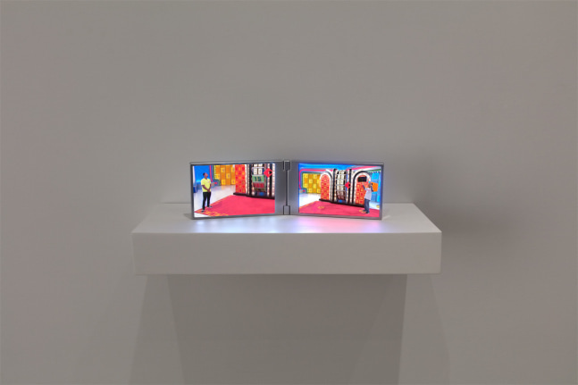 Paul Pfeiffer 
Desiderata (Big Wheel), 2019
digital video loops, fabricated aluminum monitor with two embedded media players
4 5/16 x 13 3/8 x 4 3/4 in (11 x 34 x 12 cm)
running time: 1 minute 30 seconds