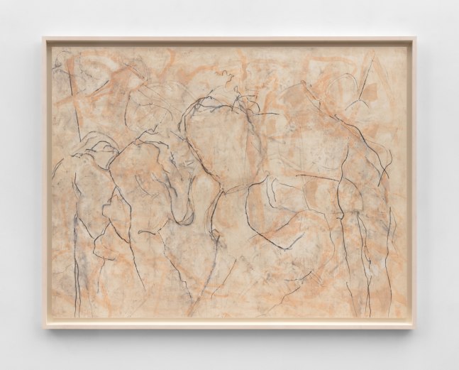 Beatrice Caracciolo
Uomini Rosa, 2013
pigment, water soluble chalk, graphite, gouache on Saunders Waterford Paper on canvas
57 3/4 x 75 1/2 in. (146.7 x 191.8 cm)
frame: 61 1/2 x 79 1/4 x 3 1/4 in. (156.2 x 201.3 x 8.3 cm)