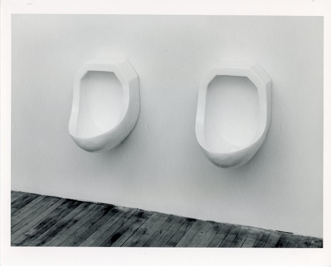 Robert Gober &quot;Pair of Urinals&quot; 1987 Wood, wire lath, plaster, enamel paint 21 1/2&quot; x 15 1/4&quot; x 15 3/4&quot;