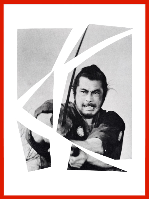 Sarah Charlesworth Samurai, 1981 black and white mural print, mounted with lacquered wood frame frame: 63 7/8 x 49 7/8 x 1 5/8 in. (162.2 x 126.7 x 4.1 cm) Edition of 3, + 2 APs