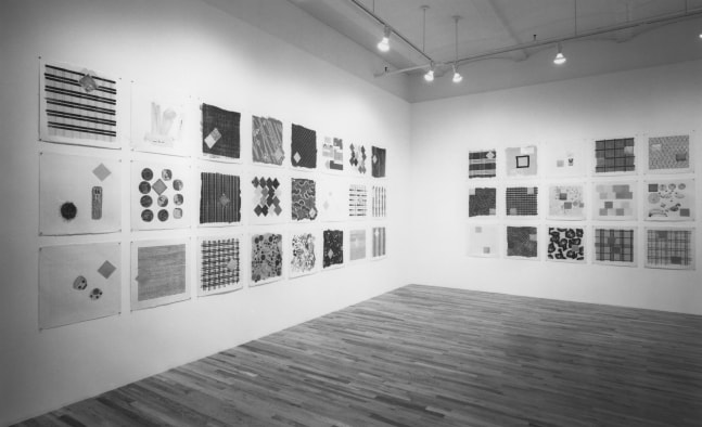 Installation view, Homan-Ji, Paula Cooper Gallery, 149 Wooster Street, New York, December 3 - January 16, 1993. © Jennifer Bartlett. Courtesy Paula Cooper Gallery, New York, Marianne Boesky Gallery, New York, and The Jennifer Bartlett 2013 Trust. Photo: Geoffrey Clements.