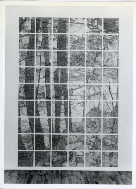 Jennifer Bartlett &quot;Up the Creek&quot; 1981-82 Testors enamel, silkscreen grid, baked enamel on steel plates 54 plates, 12&quot; x 12&quot; each, 116&quot; x 77&quot; overall