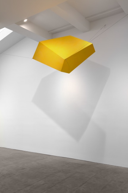 Joel Shapiro Yellow Then, 2016 wood and casein 82 3/8 x 74 3/4 x 55 3/4 in. (209.2 x 189.9 x 141.6 cm)