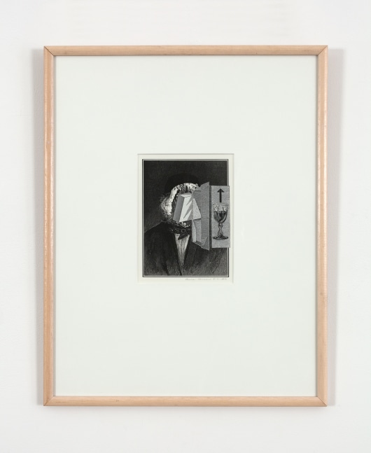 Bruce Conner PORTRAIT (FRAGILE), JUNE 21, 1990, 1990 engraving and graphite photocopy collage on archival paper image: 6 x 4 1/2 in. (15.2 x 11.4 cm) frame: 18 3/4 x 14 3/4 in. (47.6 x 37.5 cm)