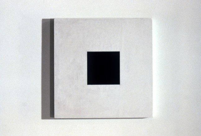 Jackie Winsor &quot;Inset Wall Piece off-White with Off-Black Interior&quot; 1988-89 Cement and pigment 18&quot; x 18&quot; x 5 1/2&quot;