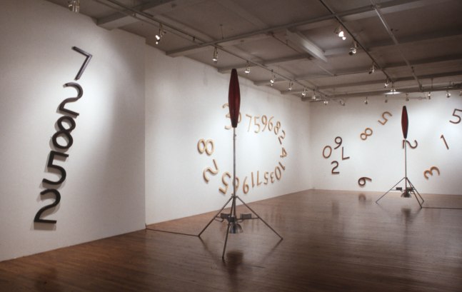 Installation view, Pieces of Infinity, Paula Cooper Gallery, 155 Wooster Street, New York, October 25 - November 23, 1991. © Jonathan Borofsky. Courtesy Paula Cooper Gallery, New York. Photo: Geoffrey Clements.