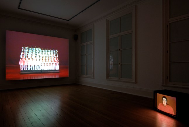 Paul Pfeiffer Live from Neverland, 2006 two channel digital video loop, single channel audio loop, projector, monitor, speakers 27 in. (68.6 cm) x 10 x 7 1/2 feet (304.8 x 228.6 cm) video loop: 10:18, Edition of 3, 1 AP