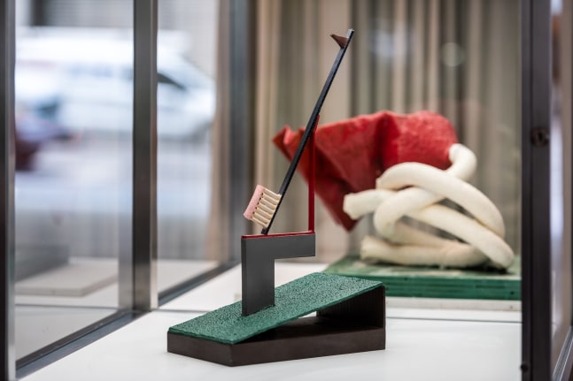 Installation view of Claes Oldenburg & Coosje van Bruggen at Lever House. © Claes Oldenburg and Coosje van Bruggen. Courtesy of the Estate of Claes Oldenburg & Coosje van Bruggen and Paula Cooper Gallery, New York. Photo credit: Timothy Schenck