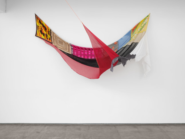 Eric N. Mack
Parachute, 2021
silk, polyester, acetate and cotton
136 x 110 x 105 in. (345.4 x 279.4 x 266.7 cm)