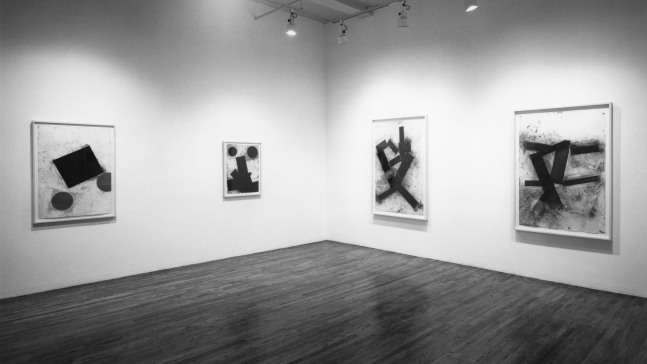 Installation view, Drawings and Paintings, Paula Cooper Gallery, 155 Wooster Street, New York, March 3 - 31, 1988. © 2025 Joel Shapiro / Artists Rights Society (ARS), New York. Courtesy Paula Cooper Gallery, New York. Photo: Geoffrey Clements.