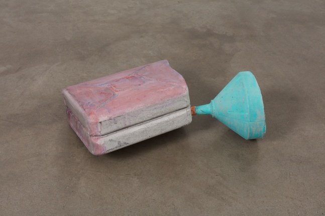 Matias Faldbakken FUEL SCULPTURE TURQUOISE, 2017 cast concrete, rebar, acrylic paint 27 1/2 x 21 1/2 x 10 in. (69.9 x 54.6 x 25.4 cm)