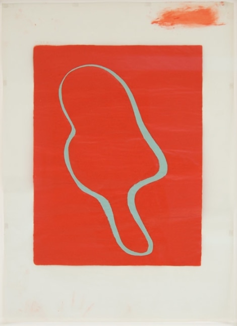 Donald Judd "Untitled (Print "C"), 1961-1978 Woodcut in cadmium red and light green oil paint on frost light vellum paper 30 1/4 x 22 in.