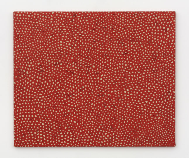 Yayoi Kusama, Nets Red A, 1961, oil on canvas, 30 x 36 in. (76.2 x 91.4 cm). © Yayoi Kusama. Courtesy Paula Cooper Gallery, New York. Photo: Steven Probert