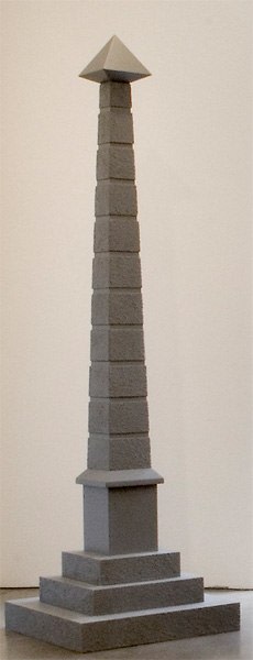 Sam Durant "Birch Coulee Monument to Faithful Indians or Sioux Indian State Monument (from Proposal for White and Indian Dead Monument Transpositions, Washington D.C.)" 2005 MDF, fiberglass, foam, enamel, acrylic basswood, balsa wood, birch veneer, copper 128 x 44 x 44 in.