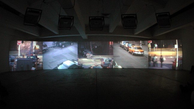 C&amp;eacute;leste Boursier-Mougenot
Videodrones, 2001
DVD, dimensions variable
Installation view, Paula Cooper Gallery, 2001