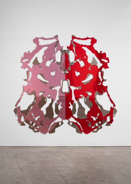 Kelley Walker I see a Space, Moth-shaped and Enclosed, 2004 mirrored acrylic/four panels 79 x 82 in. (200.7 x 208.3 cm)