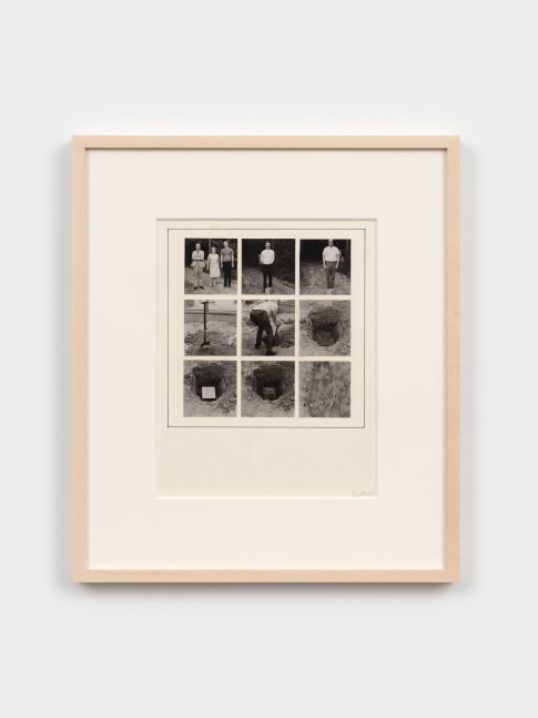 Sol LeWitt 
Buried Cube Containing an Object of Importance But Little Value, 1968
gelatin silver prints mounted on board
image: 12 3/8 x 10 1/2 in. (31.4 x 26.7 cm)
frame: 17 1/2 x 15 1/4 x 1 1/4 in. (44.5 x 38.7 x 3.2 cm)
signed bottom right recto &amp;quot;S.LeWitt&amp;quot;