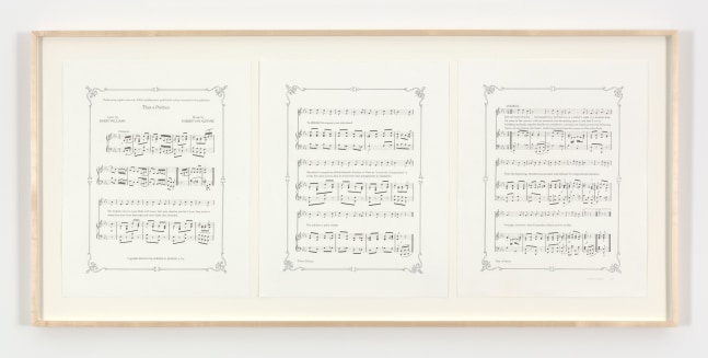 Charles Gaines Notes on Social Justice: That's Politics, (1908), 2013 ink on 3 sheets of Stathmore Bristol sheet each: 20 x 16 in. (50.8 x 40.6 cm) frame: 25 x 54 1/2 in. (63.5 x 138.4 cm)