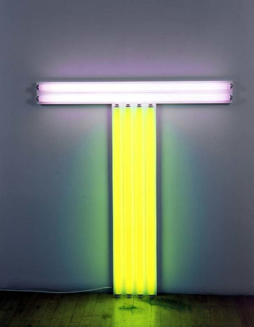 Dan Flavin "Untitled (To Don Judd Colorist) 3" 1987 Pink and yellow fluorescent lights 51 3/8 x 48 1/4"