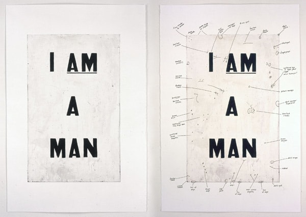 Glenn Ligon "Condition Report" 2000 Iris print and iris print with serigraphs each: 32 x 22 3/4 in.