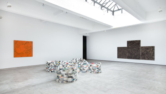 Installation view, Bruce Conner, Yayoi Kusama, Christian Marclay, Accumulations, November 5 – December 23, 2011