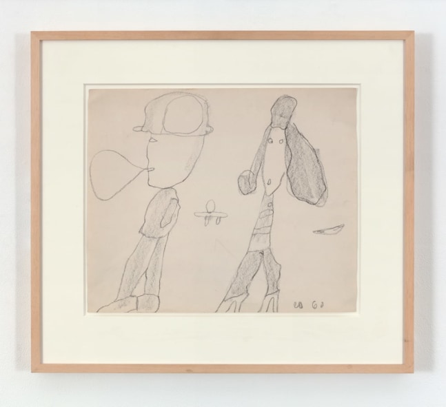 Claes Oldenburg "Street Scene - Man with Cap, Woman" 1960 Crayon on paper 13 15/16 x 16 3/4 in.