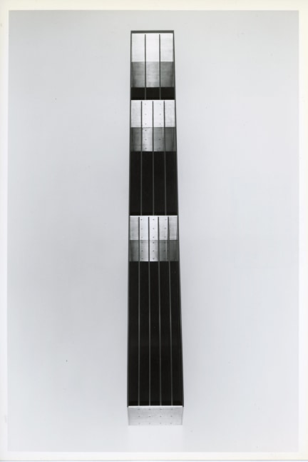 Donald Judd &quot;Untitled&quot; 1984 Aluminum with blue plexiglass 10&quot; x 90&quot; x 10&quot;