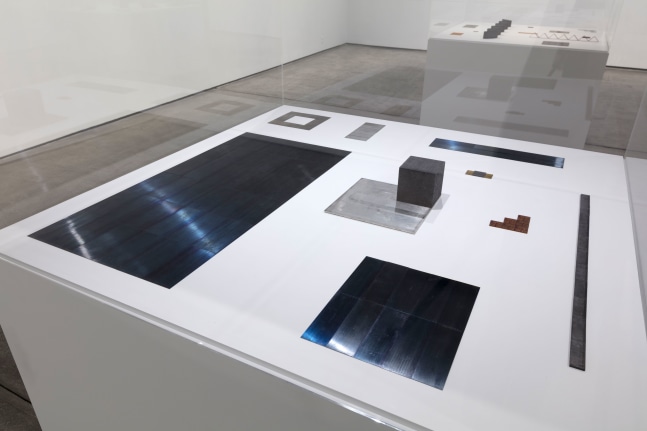 Installation view, Carl Andre, Small Sculptures and Short Words, February 11 – March 11, 2017