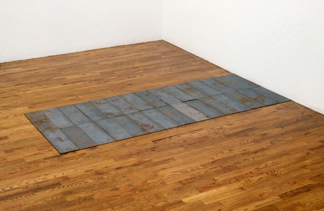 Carl Andre &quot;Blue Equivalent 5 Stretcher&quot; 1977 Hot-rolled steel 1/8&quot; x 5&quot; x 15 5/8&quot; 1/8&quot; x 30&quot; x 78 1/8&quot;